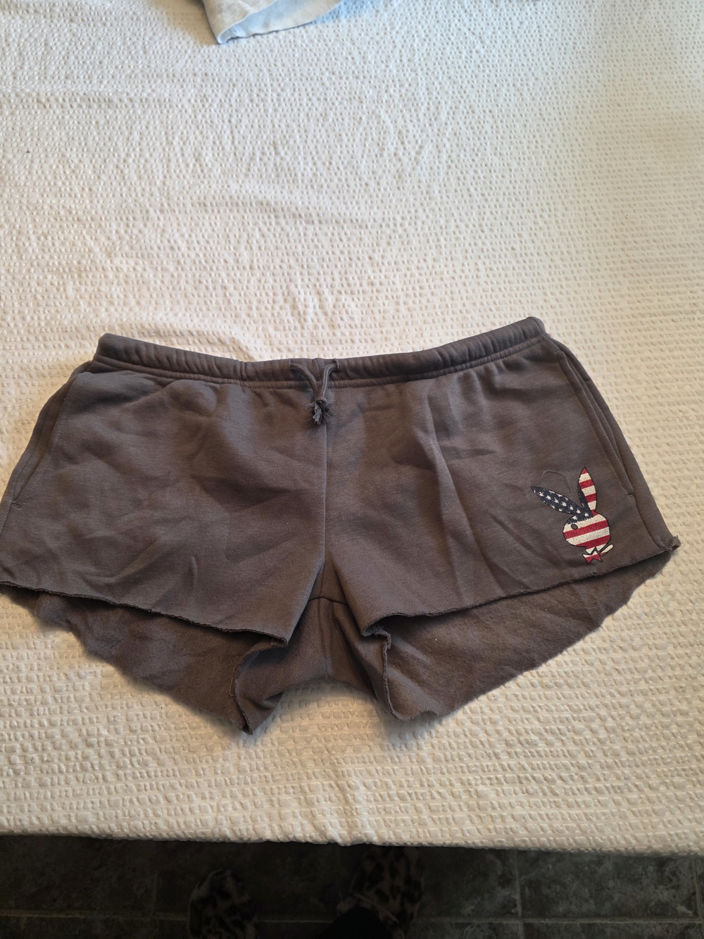 PLAYBOY Gray Athletic Lounge Shorts with American Flag Bunny M